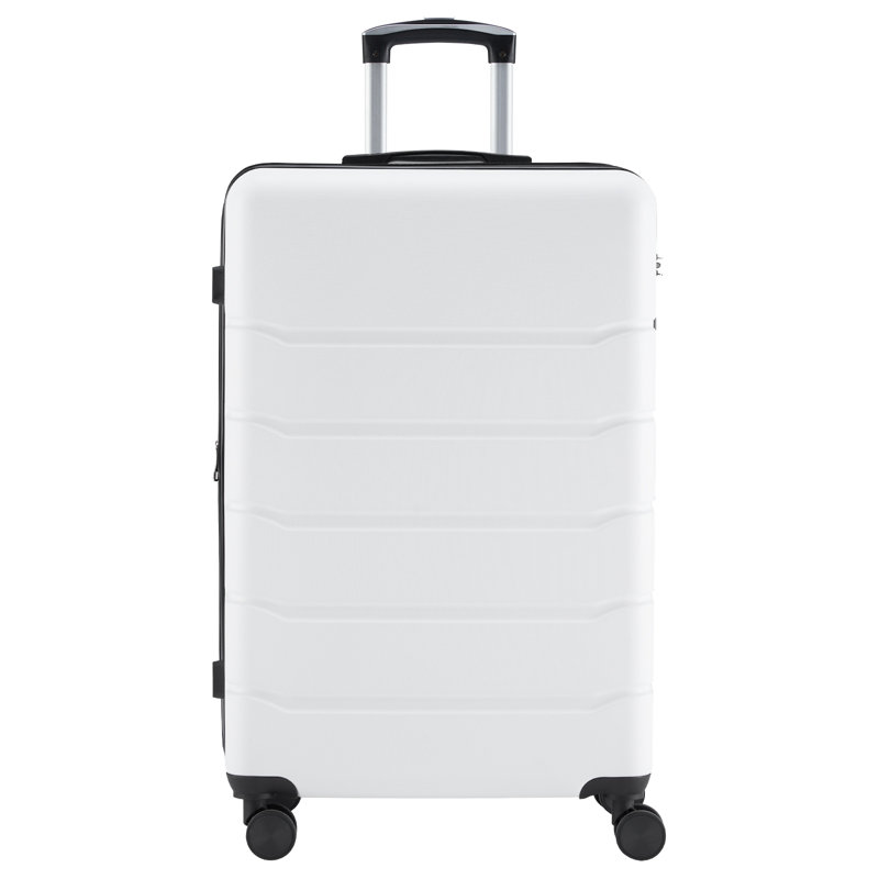Valise légère en ABS, valise avec verrou TSA et roues pivotantes, 28IN, White