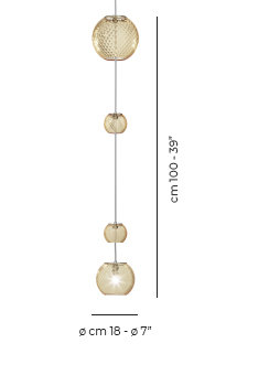 Oto Suspension Peac Amber Striped Satin Nickel G9 Ul, Amber
