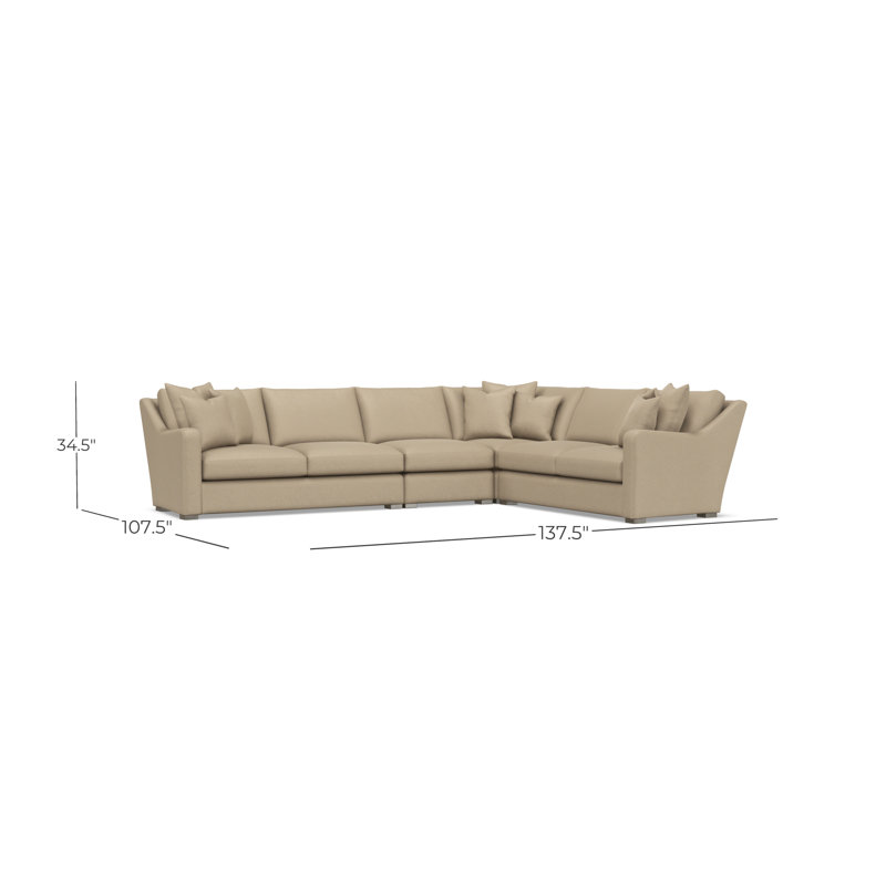 Bernhardt Ventura 4-Piece Fabric Sectional, 34.5" H x 137.5" W x 107.5" D, Yellow Polyester, Right Hand Facing