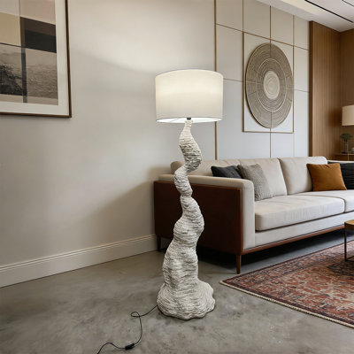 White+Beige-white Acrylic+Glass Steel Free Form Floor Lamps