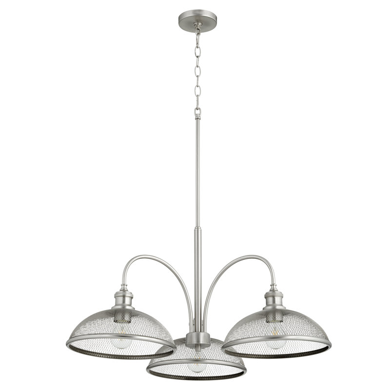 Lustre classique/traditionnel ombré 3 lumières Crowley, Nickel satiné