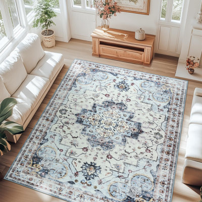 Grand tapis de salon Tapis de chambre à coucher lavable Tapis antidérapant de tapis décoratif rétro coloré pour la décoration intérieure