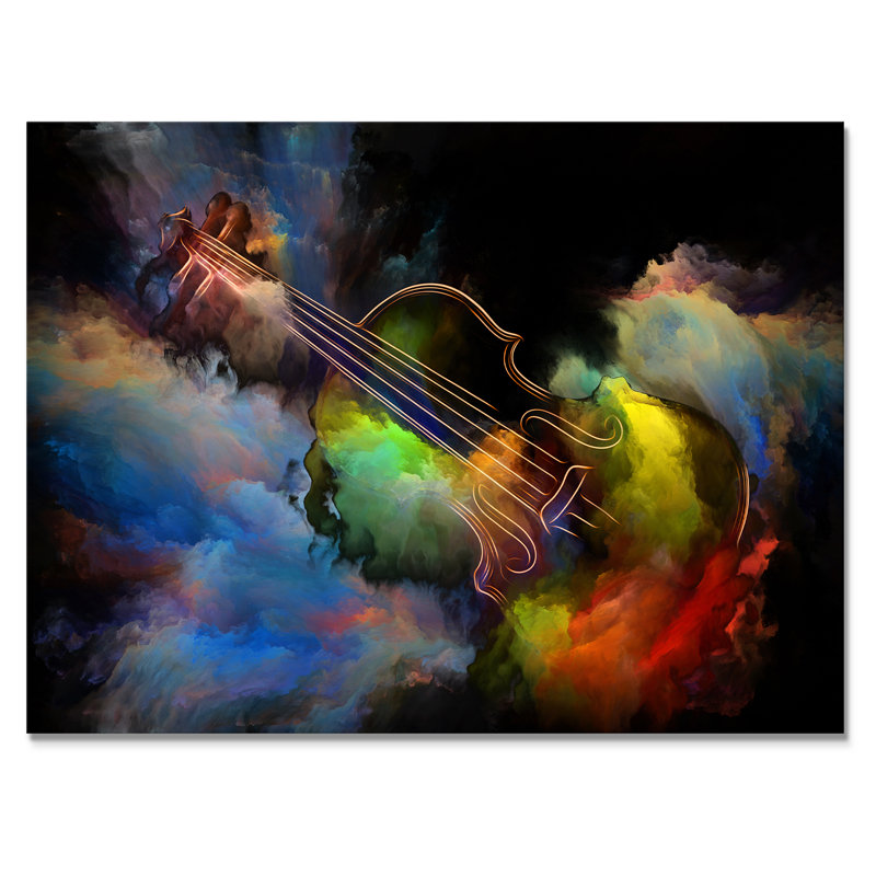 Colourful Abstract Guitar Illustration Ii - on, 16" H x 32" W x 1" D