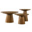 Table basse sculpturale ronde avec base piédestal, finition brun noyer de 29 pouces
