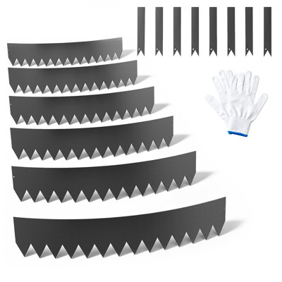 Bordure en acier pour paysage, paquet de 6 de 40 po x 8 po - Bordure de jardin pliable en métal résistant à la rouille, sans creusage, résistant aux intempéries, comprend 8 piquets, pinces et gants, 20 pi pour les allées, parterres de fleurs, bord de pelouse - noir