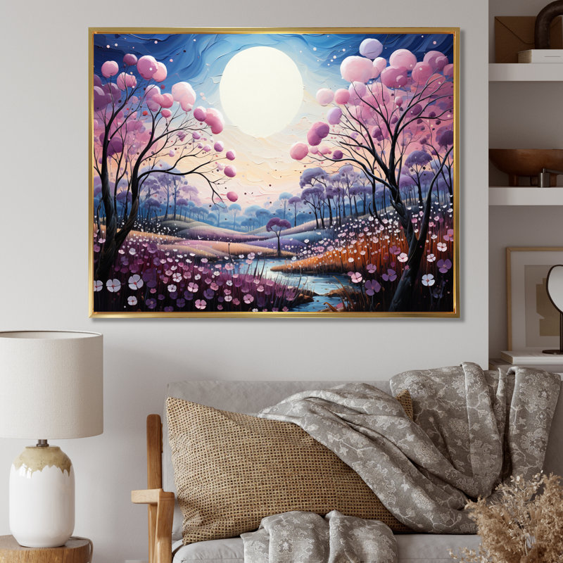 «Meadow Melody I» sur toile, H 34 po x l 44 po x P 1,5 po, Cadre flottant doré