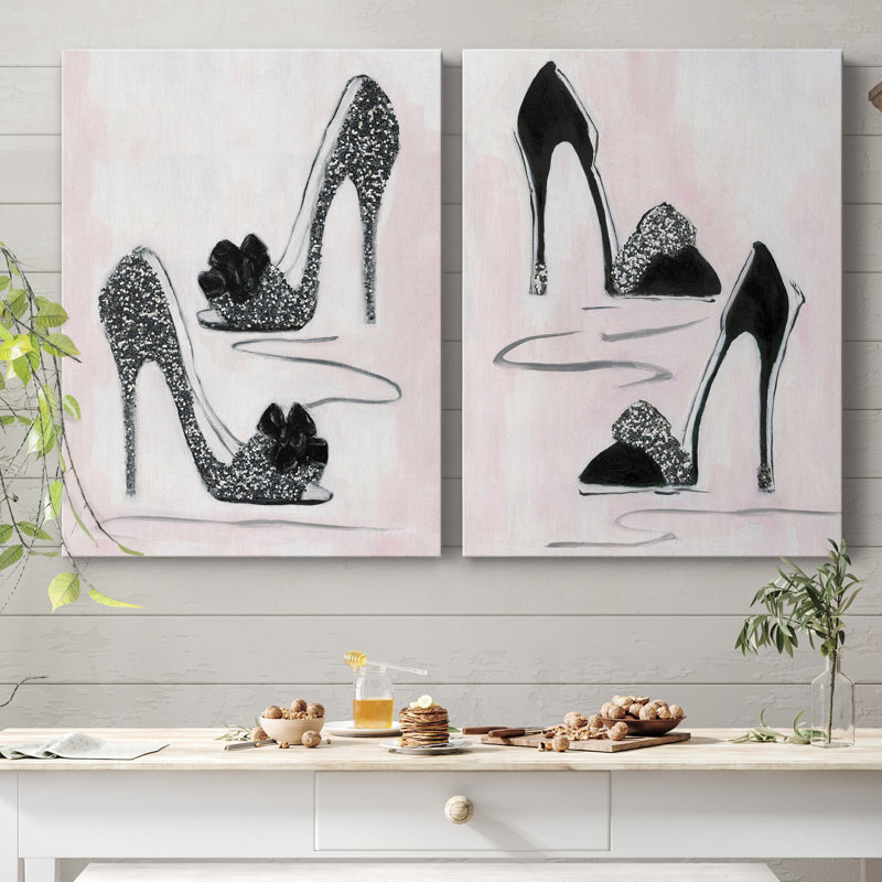 Shoes That Dazzle I - Ensemble de 2 reproductions d'art, Pas de tapis, H 48 po x l 72 po x P 1 po, Toile tendue
