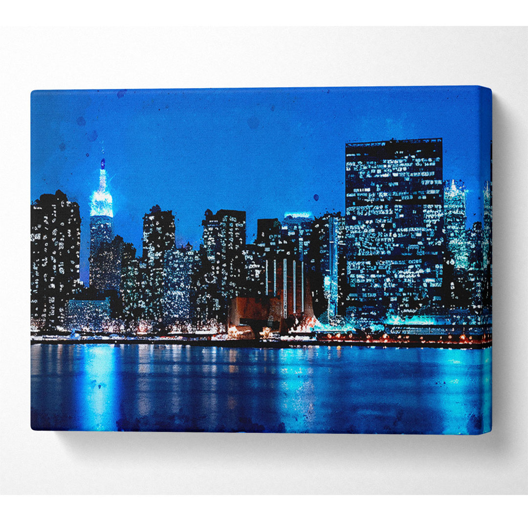 New York Empire State Blue Nights - Kunstdrucke auf Leinwand