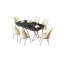 Ensemble de table et chaises de salle à manger moderne 7 pièces, marbre noir et chrome, 66,1 x 29,9 x 35,4 pouces | Panneau 100% laqué avec pieds en métal | 6 chaises avec tissu Babyface, 18,5 po x 35,8 po x 16,5 po | Design élégant et glamour-1401888964-1398375263-1398375262