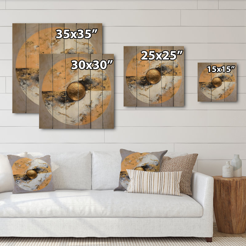 Yin et Yang I sur fond blanc doré, H 35 po x l 35 po x P 0,78 po