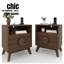 Table de chevet en bois cannelé moderne 2 pièces avec station de charge, tiroirs et tablette de rangement-198341460-198341462