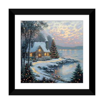 «Christmas by the Sea» - reproduction d'art murale - papier d'art encadré