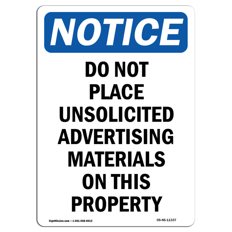 Enseigne publicitaire «Ne pas placer»