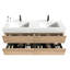 Meuble-lavabo mural flottant 60 po avec lavabo à quartz blanc, tiroirs en chêne brut, couleur noyer, poignée cachée, charnières de tiroir à fermeture en douceur, meuble-lavabo à finition eau de qualité E0, meuble-lavabo double Mid-Century-133043687-133043691-133043688