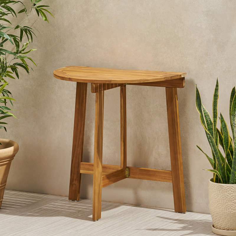 Table de bistro semi-ronde pliable en bois naturel de style chic