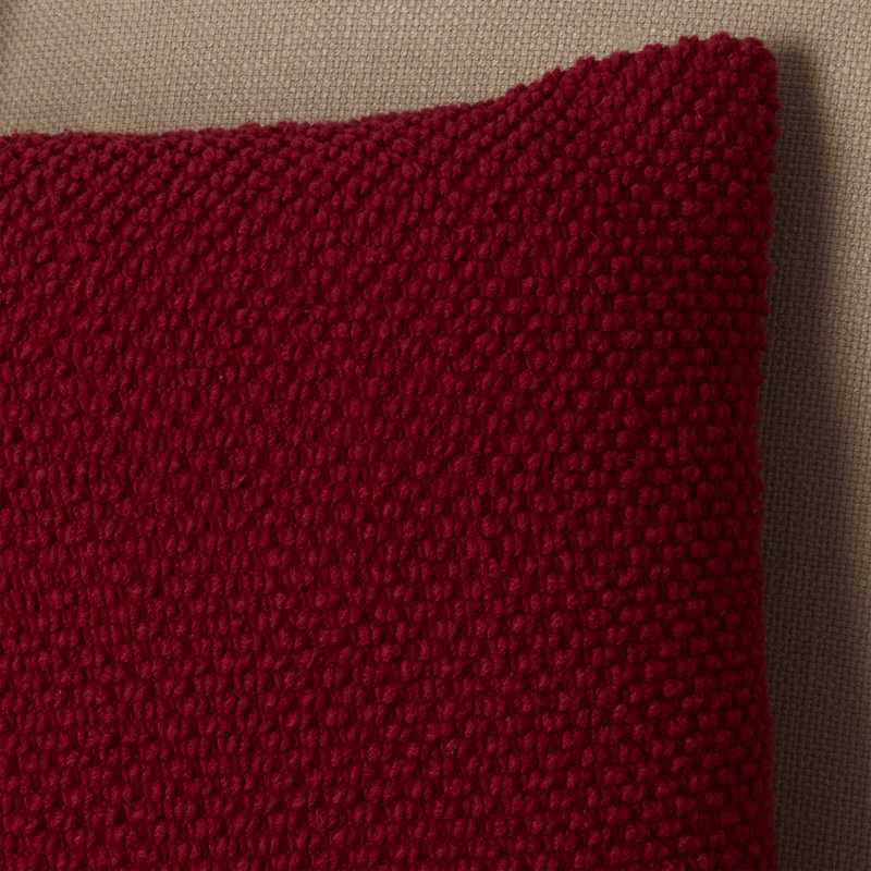 Housse de coussin carré en coton Mansel, Rouge, Carré de 20 po, Polyester