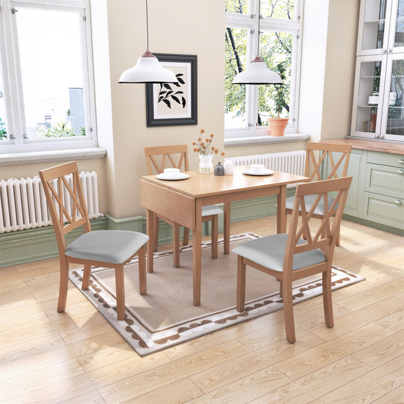 Ensemble de table de salle à manger pliable pour les petits espaces, Naturel