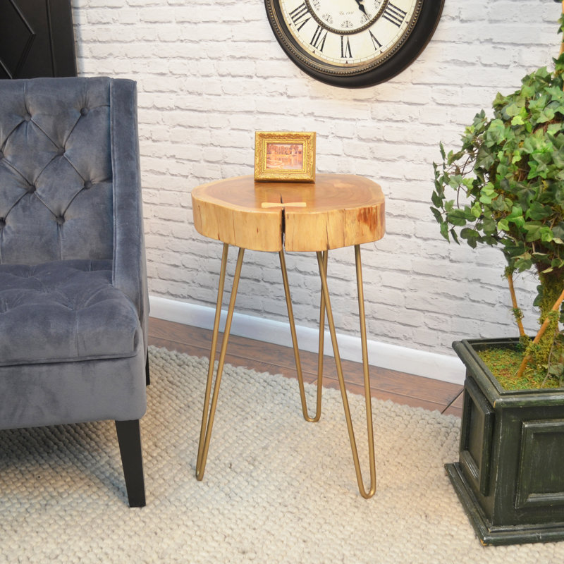 End Table, Natural/Gold