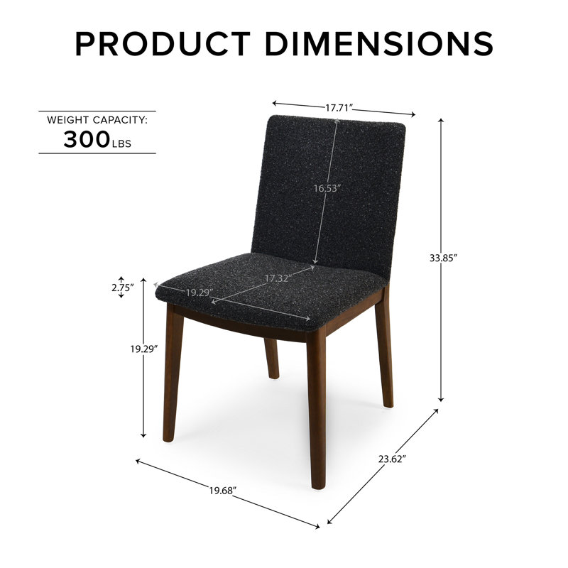Modern Boucle Upholstered Dining Chair, Anthracite