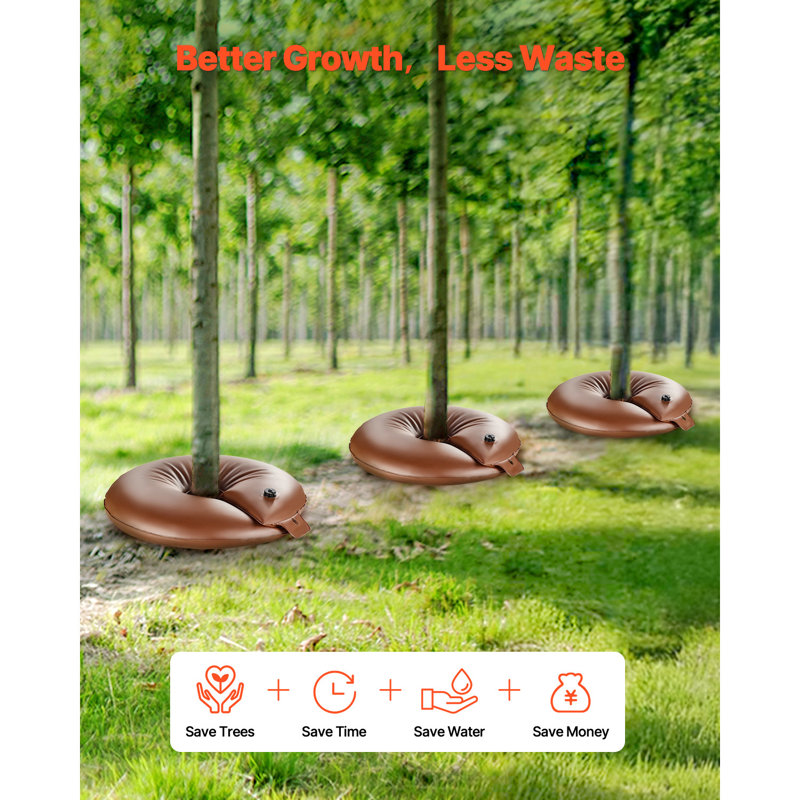 Sac d'arrosage pour arbre à libération lente, paquet de 4 sacs / anneau d'arrosage pour arbre de 20 gallons, sacs d'eau réutilisables pour anneau d'arrosage, système d'arrosage robuste pour arrosage goutte à goutte