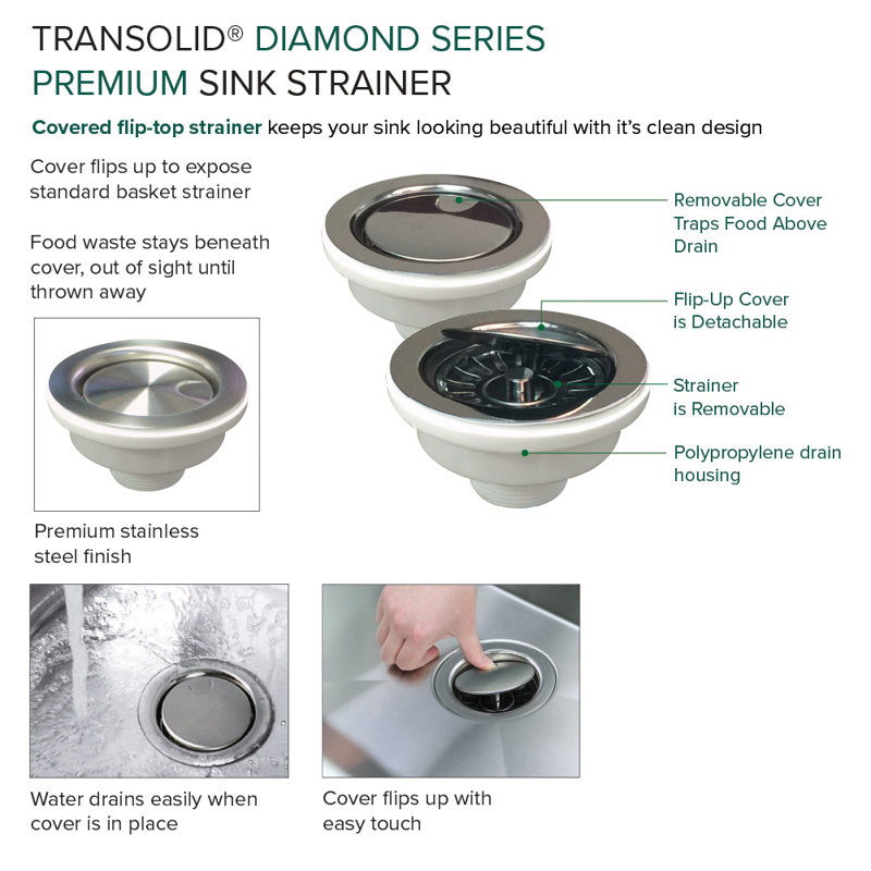 Évier de cuisine avec filtre à panier encastrable Diamond L 23 po x l 19 po Diamond