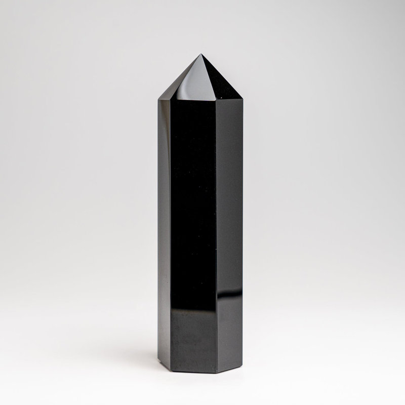 Véritable pointe d'obsidienne noire polie (1 lb), H 6,25 po x l 1,75 po x P 1,5 po