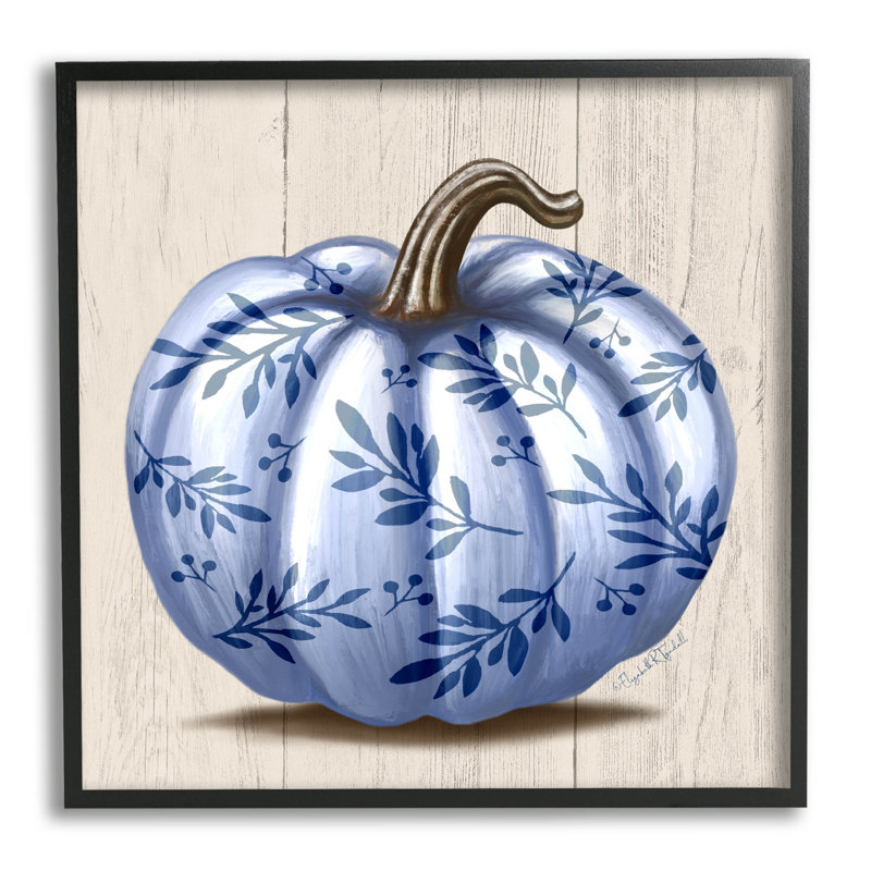 Art giclée à motif de citrouille botanique bleu par Elizabeth Tyndall, H 24 po x l 24 po x P 1,5 po