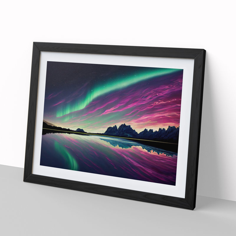 Exceptional Northern Lights - Single Picture Frame Painting, Black, 46cm H x 64cm W x 2cm D