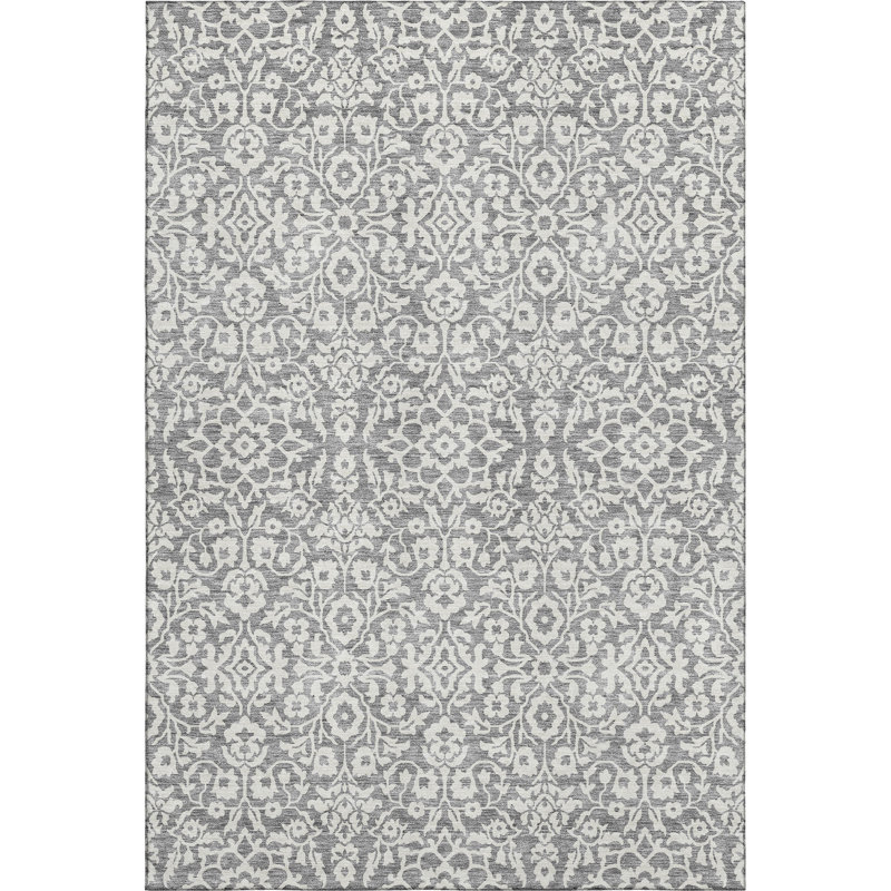 Premium Machine Washable Prisco Gray Rug, Rectangle 5' x 7'6"