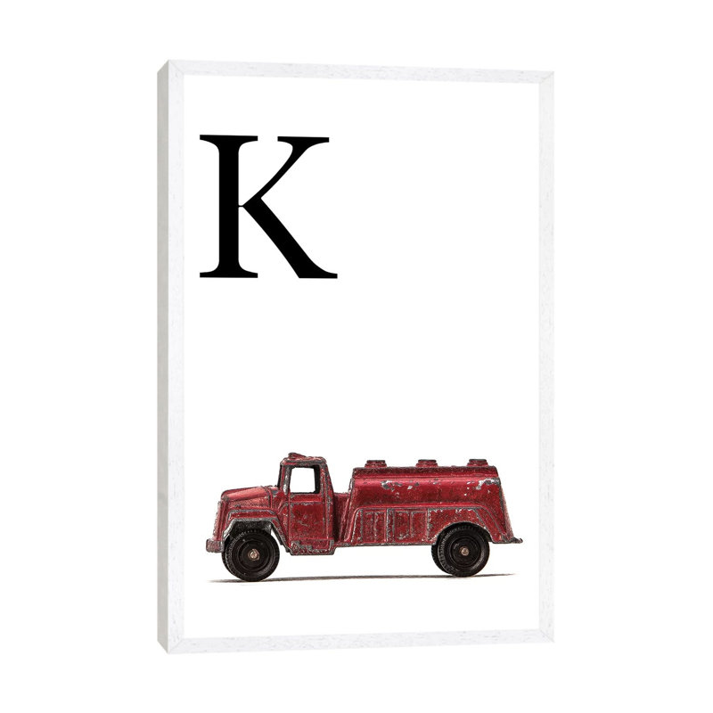 K Water Truck White Letter - Print on Canvas, 101.6 cm H x 66.04 cm W, White Framed