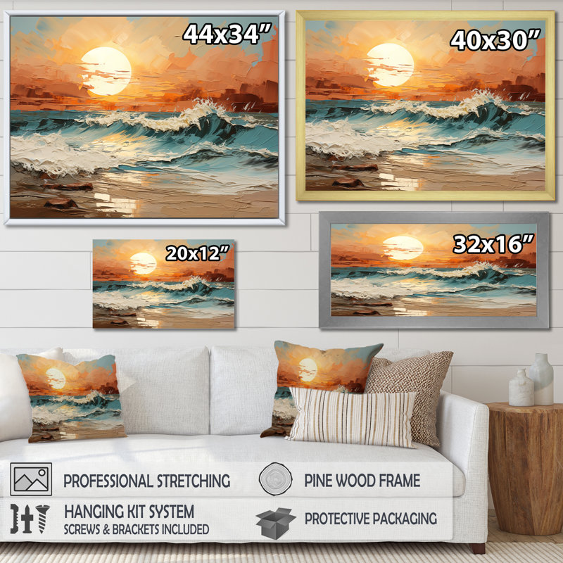 Poff " Bold Beach Sunset Scenery I ", Wrapped Canvas, 12" H x 20" W x 1" D
