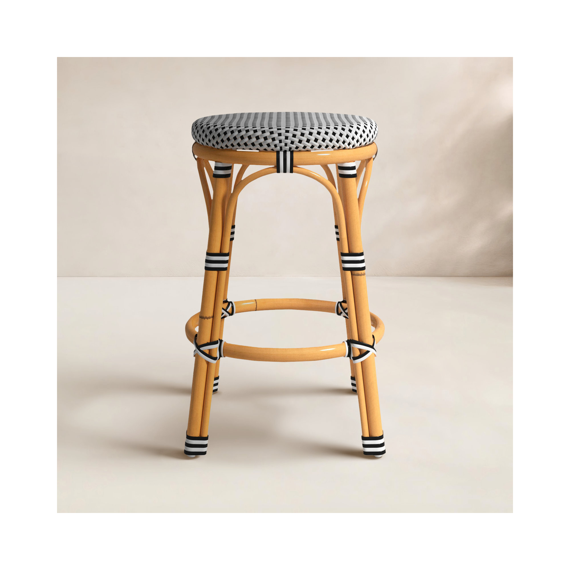 Ellie Patio Counter Stool, Black/White