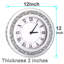 Horloge miroir argentée ronde 12 pouces cristal scintillant scintillant bling diamant horloge murale pour la décoration murale miroir en verre argenté Home Decor. La pile AA n'est pas incluse.