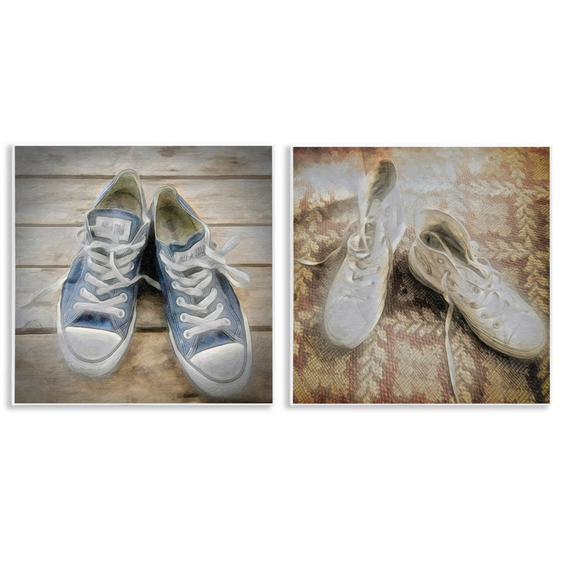  Vintage Sneakers View Wall Plaque Art Set by Graffi*tee Studios