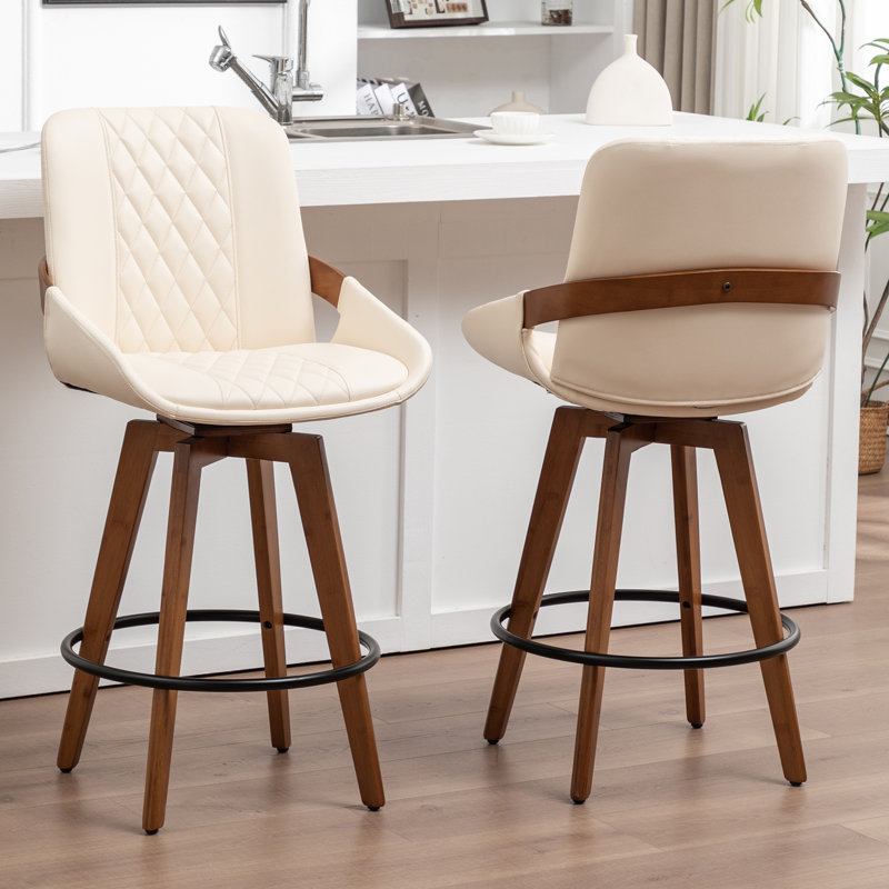Modern Swivel Bar Stool, Beige, Bar Stool (77.1cm Seat Height)