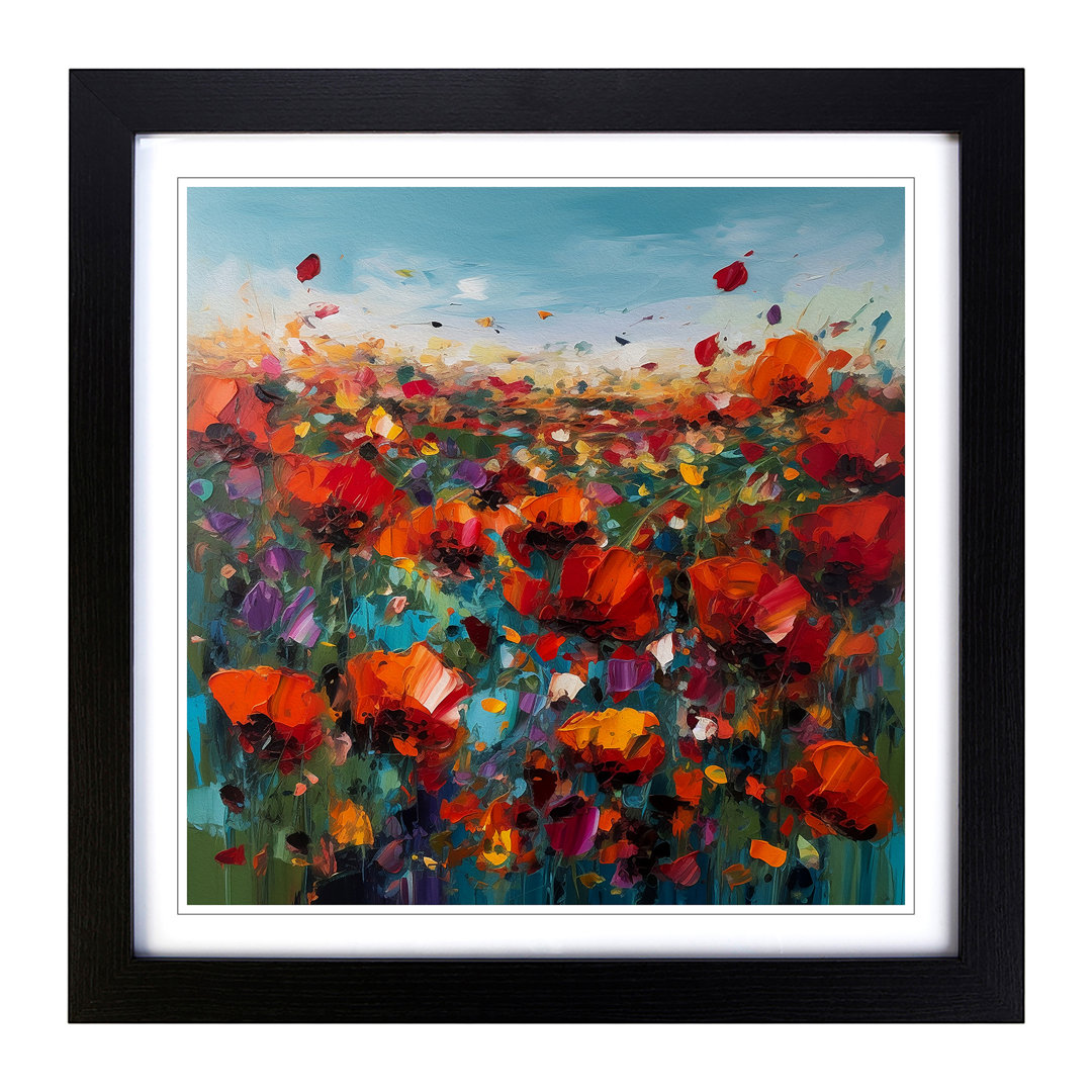 Poppy Field Abstract Expressionism No.4 - Framed Print