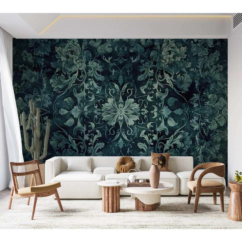 Murale pelez et collez - Tapis oriental émeraude, L 55 po x l 77 po