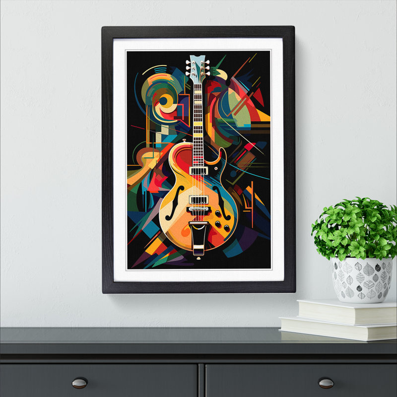 Electric Guitar Orphism - Single Picture Frame Print on Wood, Black Framed, 64cm H x 46cm W