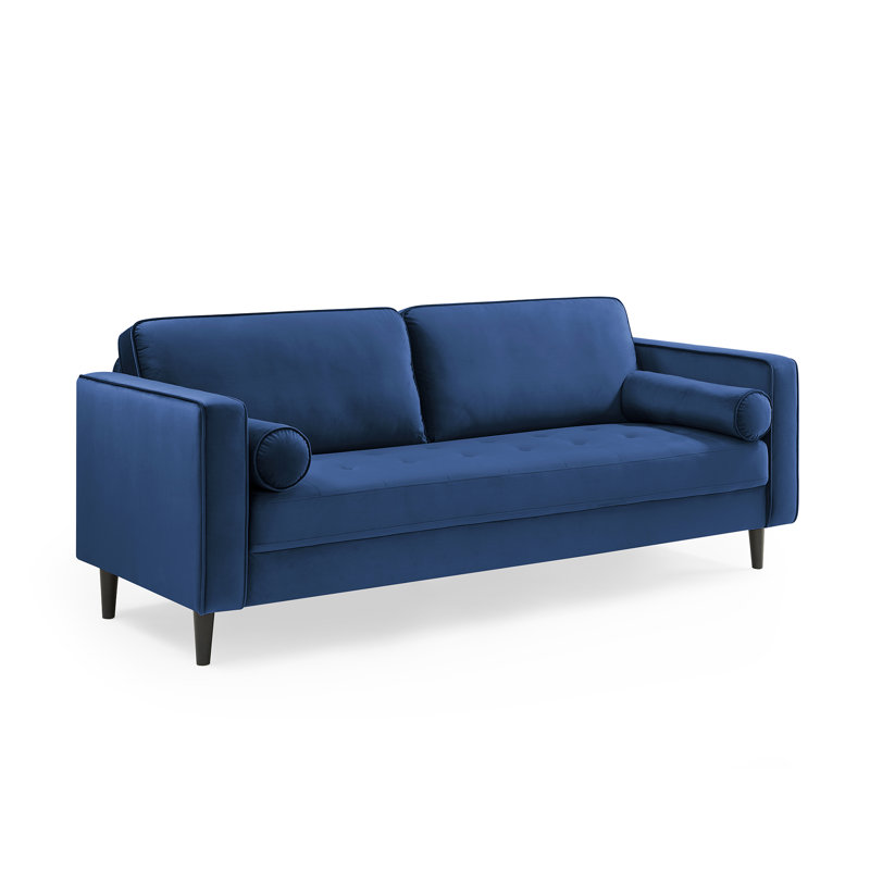 Jeses 207Cm Square Arms Sofa, Dark Blue Velvet