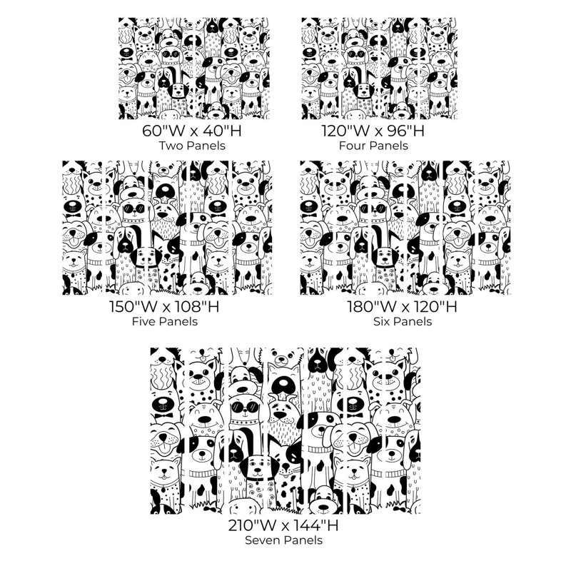 Papier peint de qualité supérieure - Dessin de chiens, L 144 po x l 210 po, Peler et coller