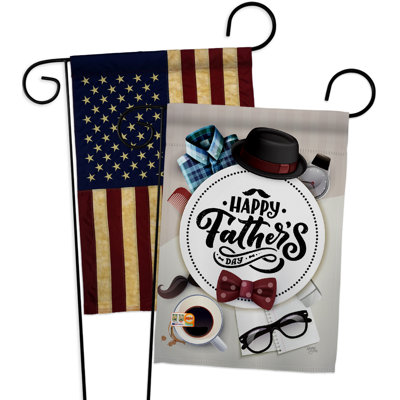 Ensemble de 2 drapeaux pour jardin 2 faces en polyester de style fantaisie papa de jour