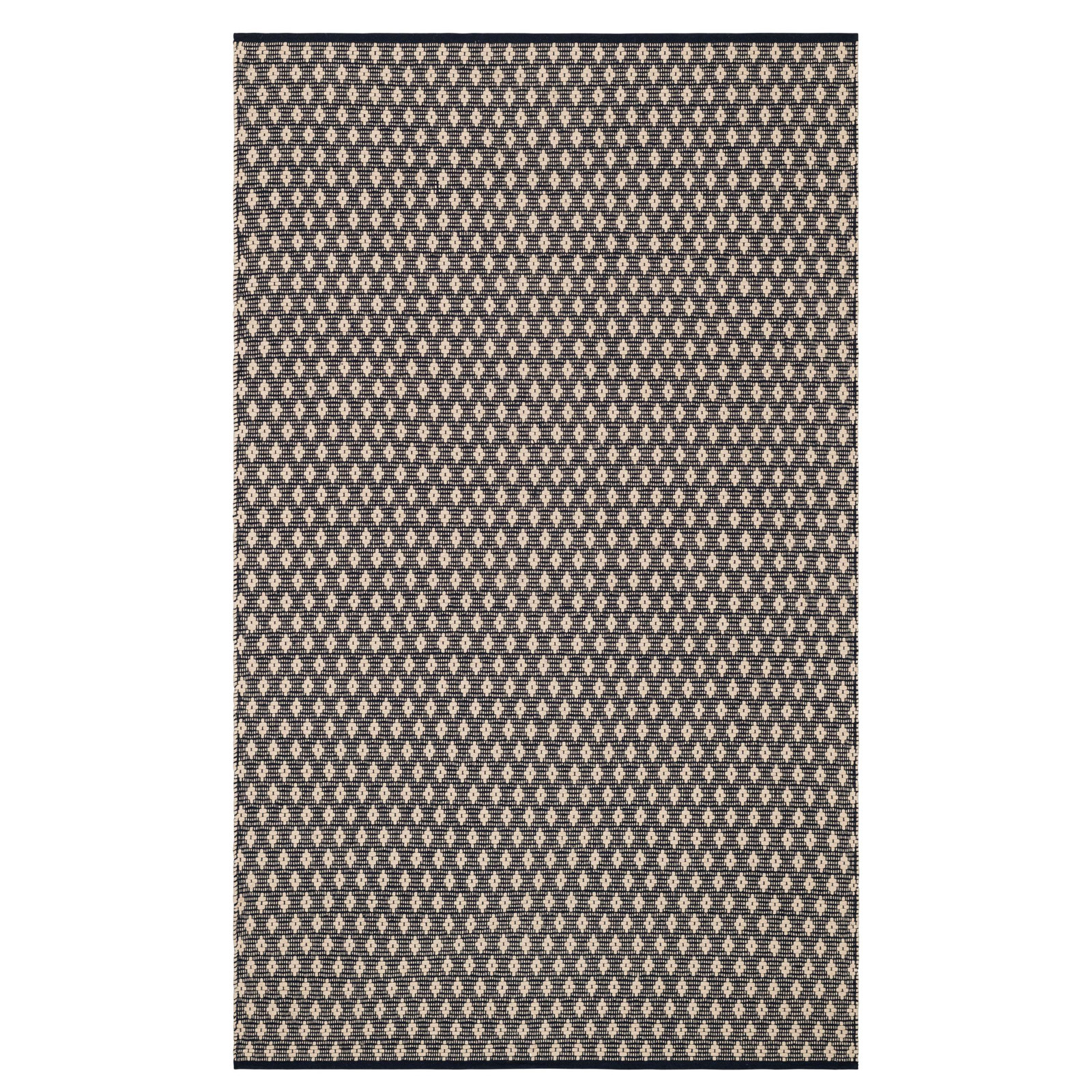 Dainty Diamond Navy/Ivory Handwoven Cotton Rug, Rectangle 8' x 10'