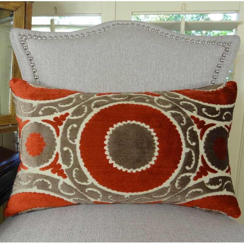 Pomegranate Damask Reversible Throw Pillow, 12" H x 25" W