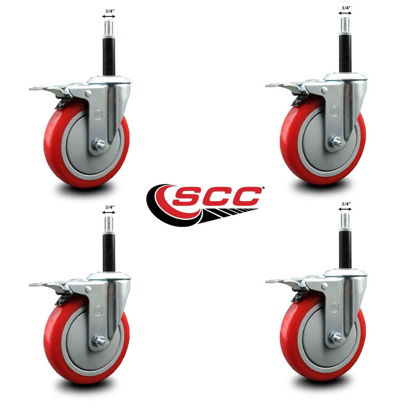 Jeu de roulettes extensibles 5 po, Rouge