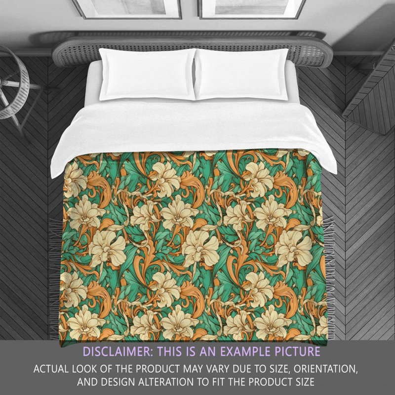 Machine Printed Comforter, Queen Comforter, Brown/Green/Cream Floral