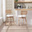 Uniondale Swivel Upholstered 66.5cm Counter Stool with Rattan Cane Back and Solid Wood Frame-932512463