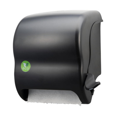 Recycled Plastic Lever Paper Towel Dispenser, Manual Towel Dispenser, Wall Mounted Dispenser With Zero Waste For Home And Business, 8 Inch Rolls, Black