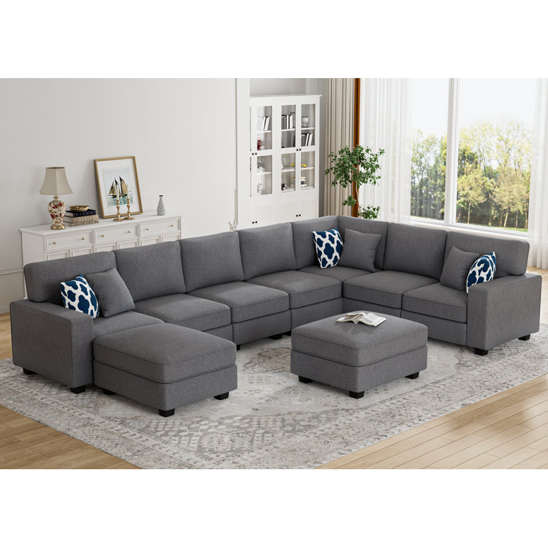 Reversible Flexible Combination Modular Sectional, Dark Gray Polyester Blend