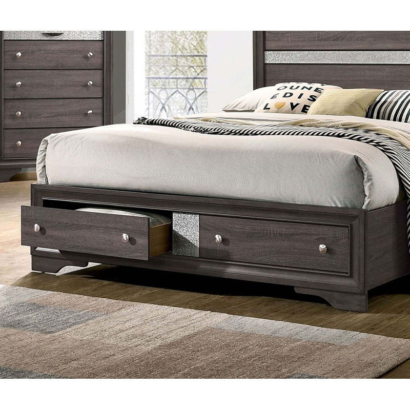 Tête de lit à panneau 1Pc avec tiroirs, beaux meubles de chambre à coucher (lit seulement), Très grand, gris