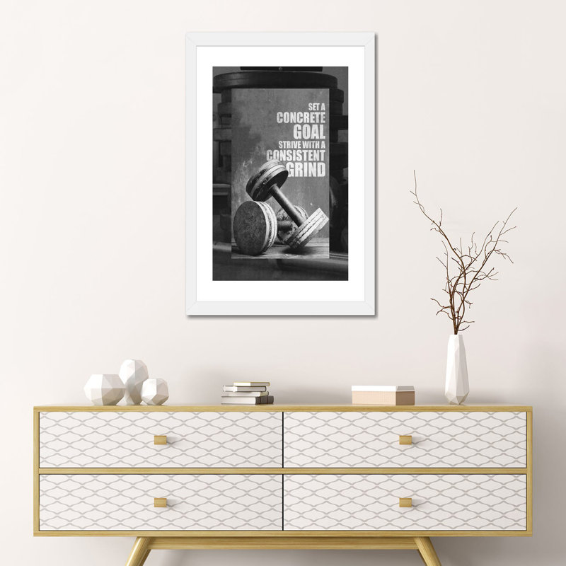 Motivation Gym Quote par Adrian Baldovino - impression d'art textuel, H 24 po x l 16 po x P 1 po, Papier encadré blanc